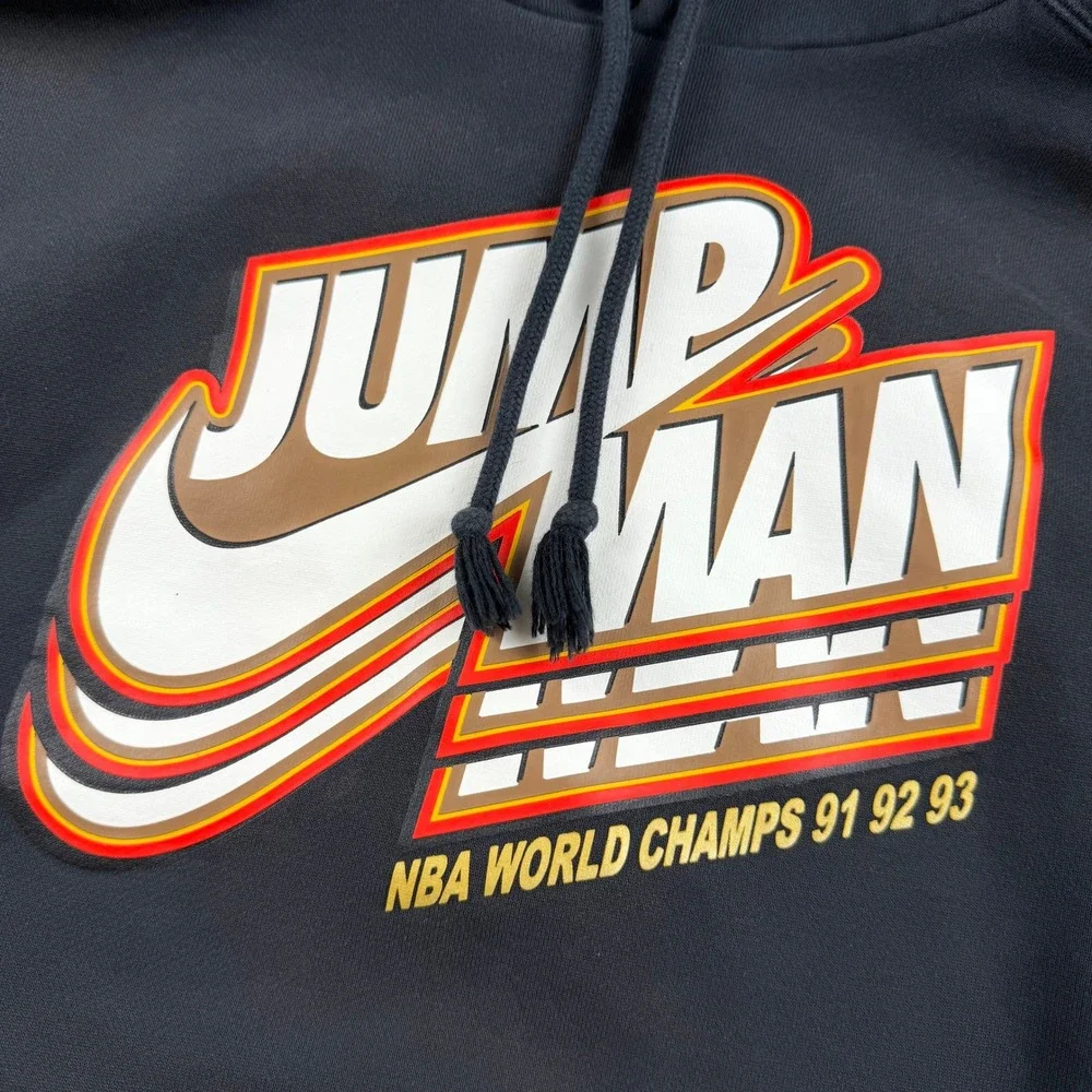 Jordan Jumpman NBA World Champs 91 92 93 Hoodie Men Small Black Bulls Three-Peat